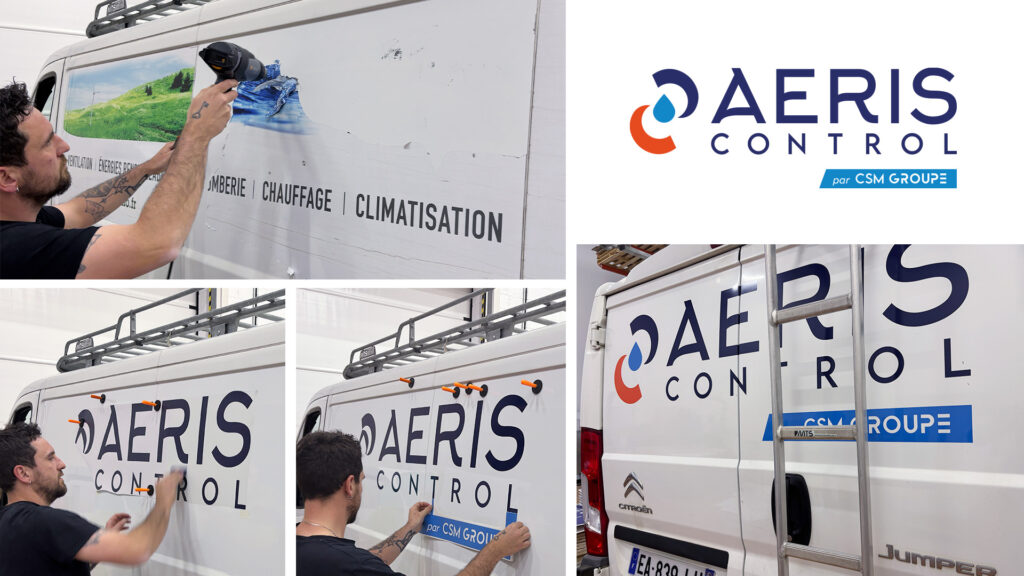 Changement de signalétique les établissements Andriollo qui deviennent AERIS Control