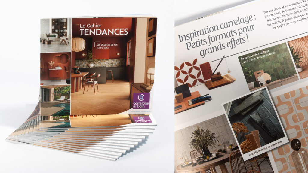 Carrelage et bains présente son son cahier de tendances dans une mbiance déco & cocooning.